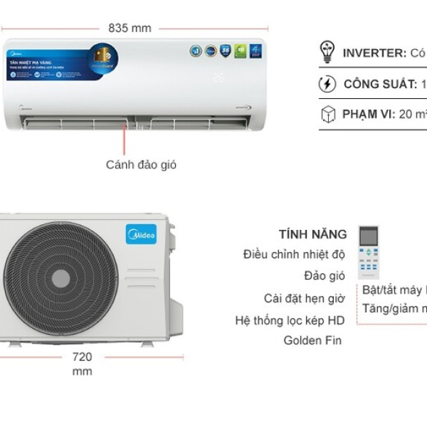 Midea 1.5Hp Inverter 1.5Hp MSAGII-13CRDN8